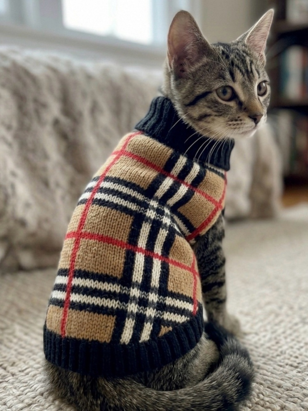 Little cat Plaid Sweater